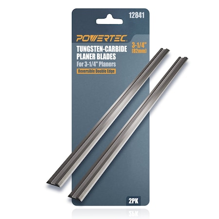 Powertec 3-1/4 in. Tungsten Carbide Hand Held Planer Blades Replacement, 2PK 12841